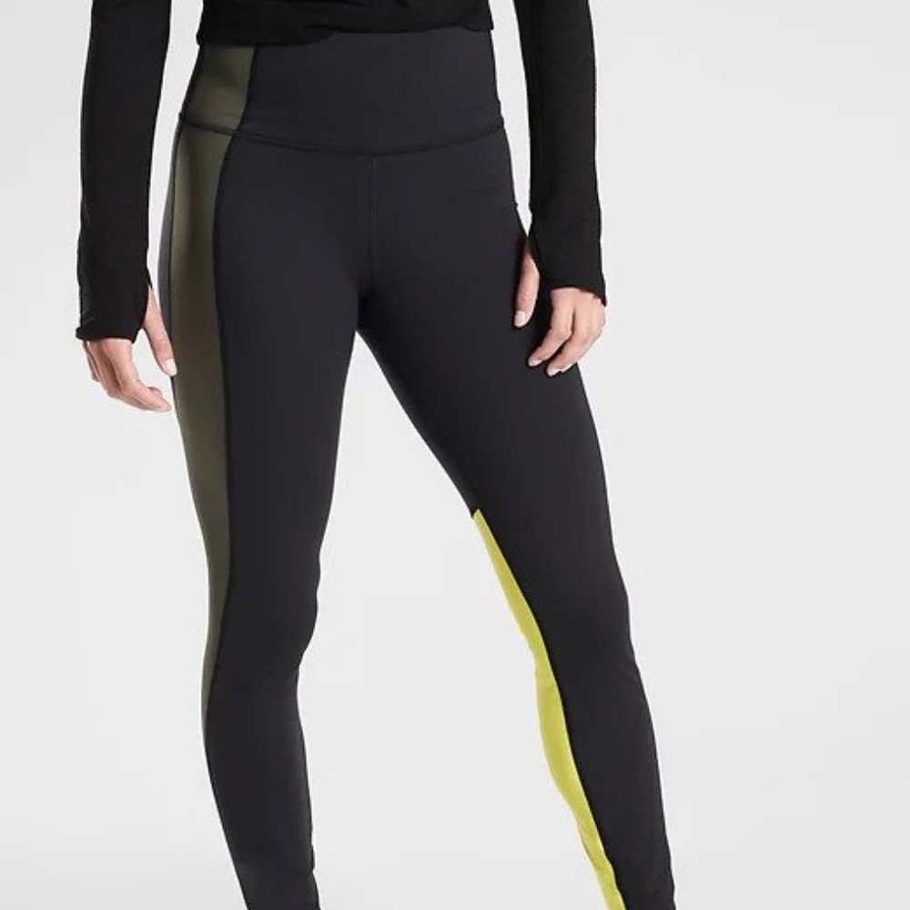 Athleta Asym Colorblock Tights Plush Supersonic M
